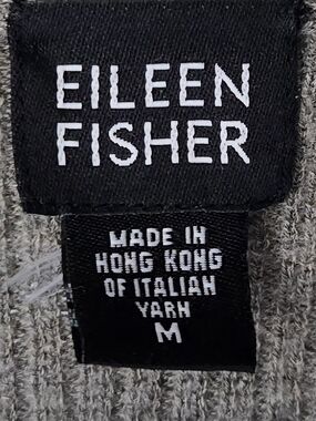 Eileen Fisher 100% Wool Ribbed Open Front Cardigan Gray Size M coastal,lagenlook